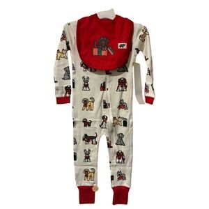 Monica + Andy Organic Cotton Dog Print‎ Pajamas with Bib 18-24 Months